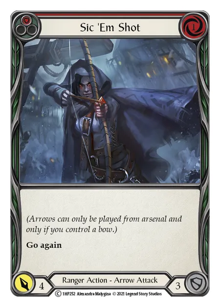 (1HP252) Flesh & Blood TCG History Pack 1 Single: Sic 'Em Shot (Red) (Regular) Common