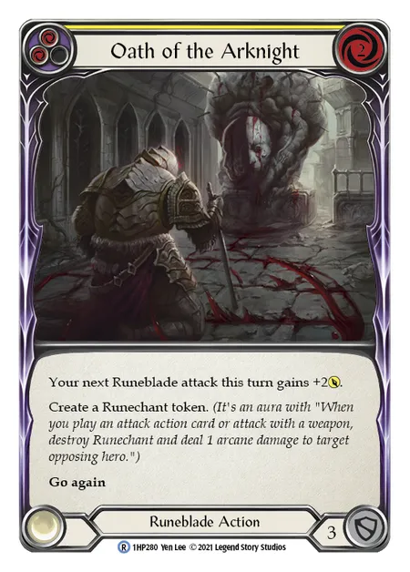 (1HP280) Flesh & Blood TCG History Pack 1 Single: Oath of the Arknight (Yellow) (Regular) Rare