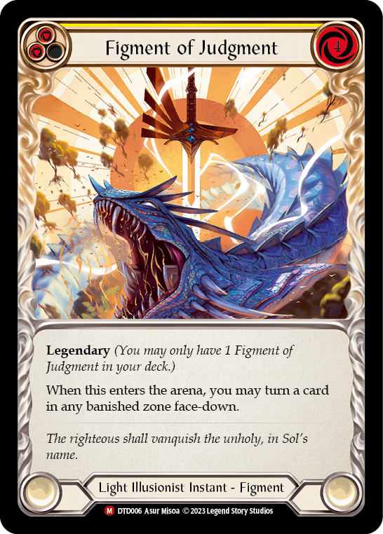 (DTD006) Flesh & Blood TCG Dusk till Dawn Single: Figment of Judgment // Themis, Archangel of Judgment (Regular) Majestic