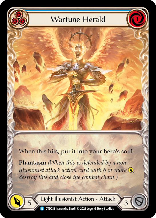 (DTD031) Flesh & Blood TCG Dusk till Dawn Single: Wartune Herald (Blue) (Extended Art Regular) Rare