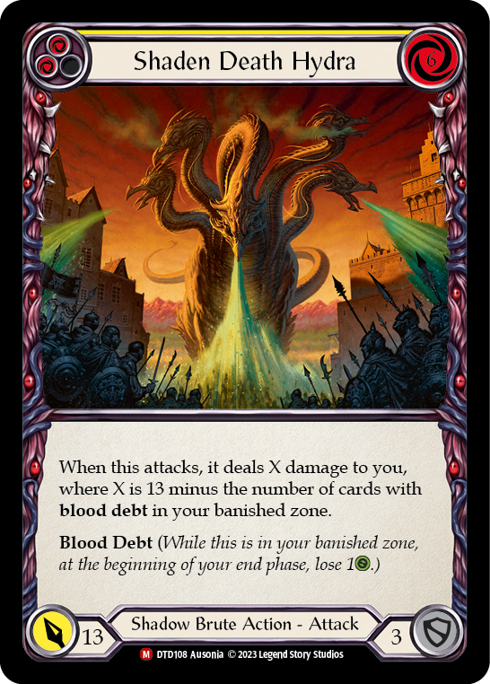 (DTD108) Flesh & Blood TCG Dusk till Dawn Single: Shaden Death Hydra (Regular) Majestic
