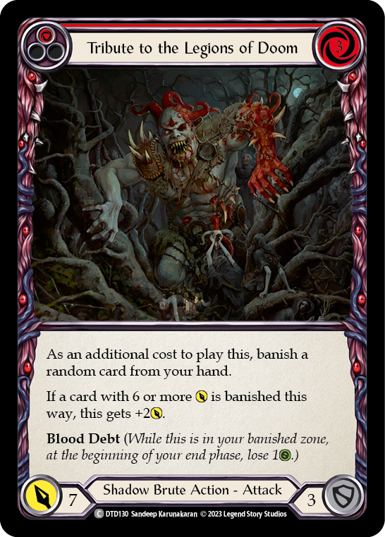 (DTD130) Flesh & Blood TCG Dusk till Dawn Single: Tribute to the Legions of Doom (Red) (Rainbow Foil) Common