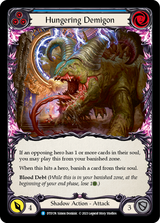 (DTD174) Flesh & Blood TCG Dusk till Dawn Single: Hungering Demigon (Blue) (Regular) Rare
