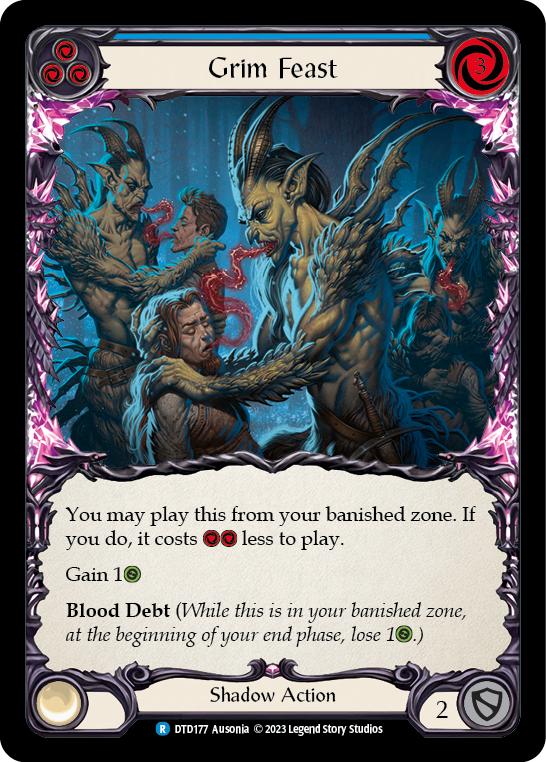(DTD177) Flesh & Blood TCG Dusk till Dawn Single: Grim Feast (Blue) (Regular) Rare