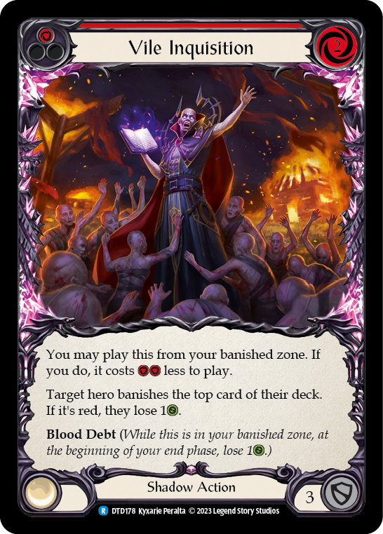 (DTD178) Flesh & Blood TCG Dusk till Dawn Single: Vile Inquisition (Red) (Regular) Rare