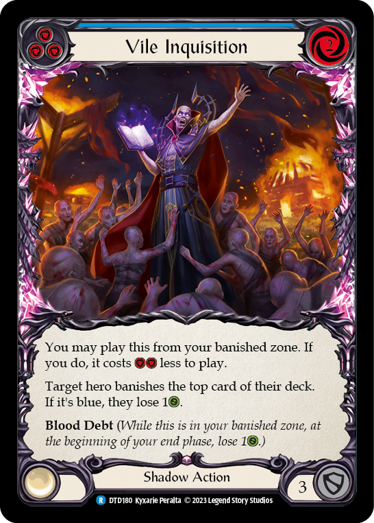 (DTD180) Flesh & Blood TCG Dusk till Dawn Single: Vile Inquisition (Blue) (Rainbow Foil) Rare