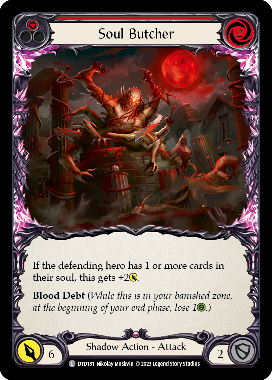 (DTD181) Flesh & Blood TCG Dusk till Dawn Single: Soul Butcher (Red) (Rainbow Foil) Common