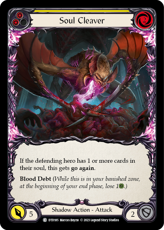 (DTD185) Flesh & Blood TCG Dusk till Dawn Single: Soul Cleaver (Yellow) (Rainbow Foil) Common