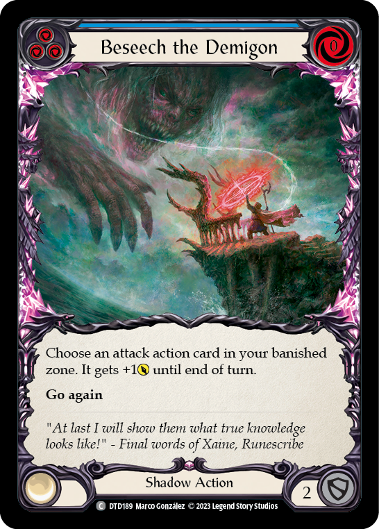 (DTD189) Flesh & Blood TCG Dusk till Dawn Single: Beseech the Demigon (Blue) (Regular) Common