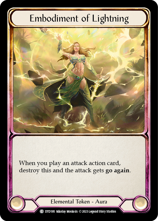 (DTD195) Flesh & Blood TCG Dusk till Dawn Single: Embodiment of Lightning (Regular) Common