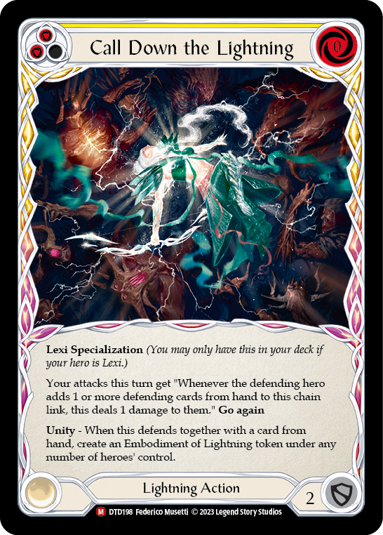 (DTD198) Flesh & Blood TCG Dusk till Dawn Single: Call Down the Lightning (Rainbow Foil) Majestic