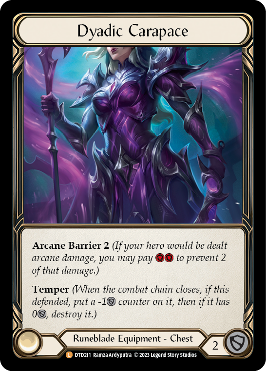 (DTD211) Flesh & Blood TCG Dusk till Dawn Single: Dyadic Carapace (Extended Art Cold Foil) Legendary
