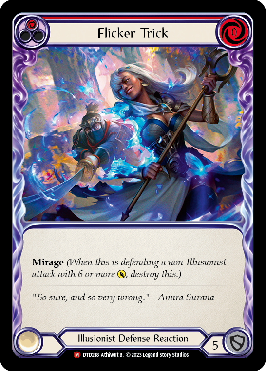 (DTD218) Flesh & Blood TCG Dusk till Dawn Single: Flicker Trick (Rainbow Foil) Majestic