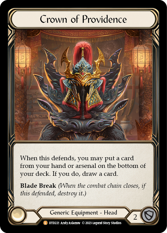 (DTD221) Flesh & Blood TCG Dusk till Dawn Single: Crown of Providence (Regular) Legendary