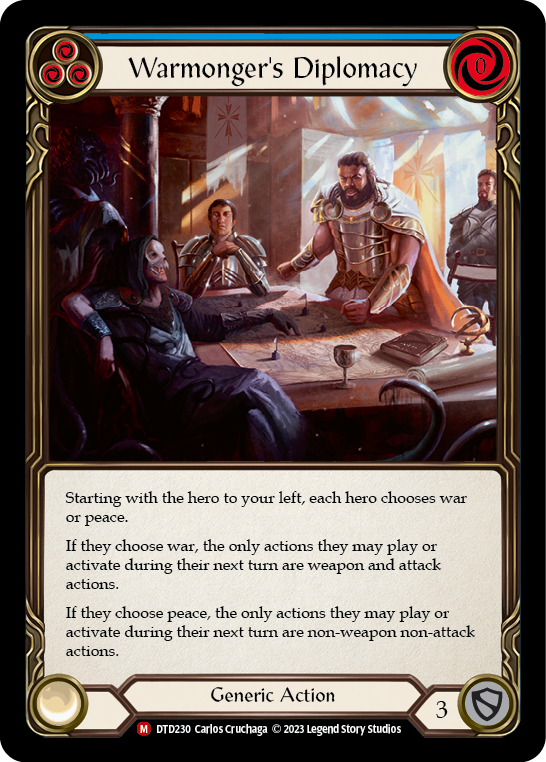 (DTD230) Flesh & Blood TCG Dusk till Dawn Single: Warmonger's Diplomacy (Regular) Majestic