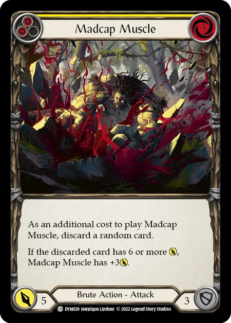 (DYN020) Flesh & Blood TCG Dynasty Single: Madcap Muscle (Yellow) (Regular) Common