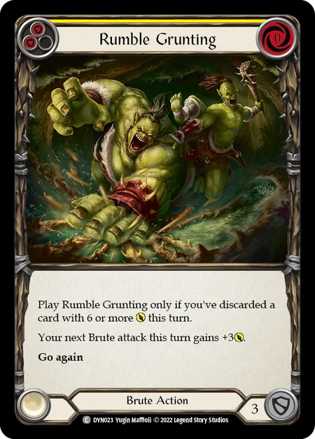 (DYN023) Flesh & Blood TCG Dynasty Single: Rumble Grunting (Yellow) (Rainbow Foil) Common
