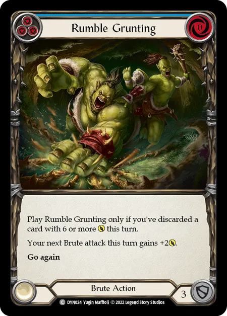 (DYN024) Flesh & Blood TCG Dynasty Single: Rumble Grunting (Blue) (Rainbow Foil) Common