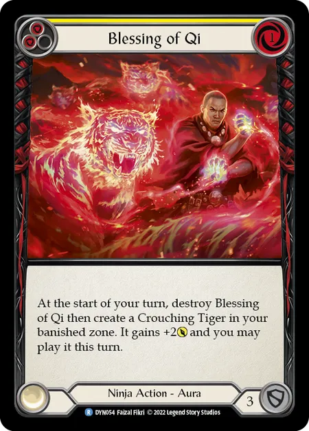 (DYN054) Flesh & Blood TCG Dynasty Single: Blessing of Qi (Yellow) (Rainbow Foil) Rare
