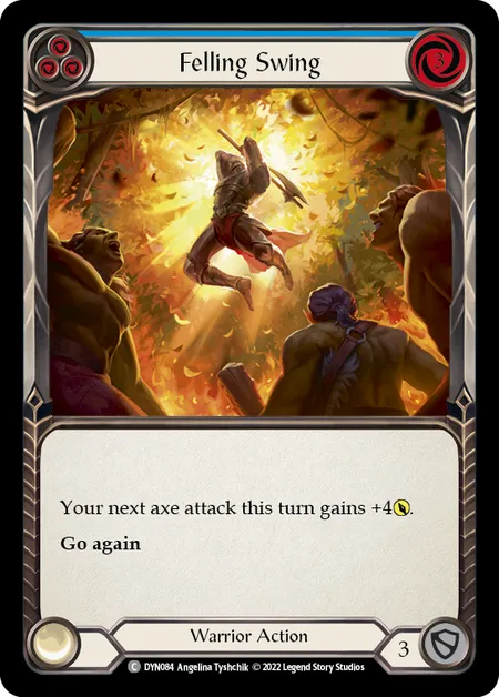 (DYN084) Flesh & Blood TCG Dynasty Single: Felling Swing (Blue) (Rainbow Foil) Common
