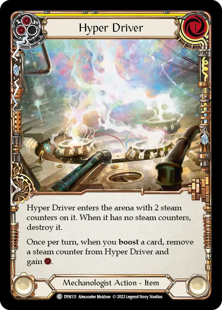 (DYN111) Flesh & Blood TCG Dynasty Single: Hyper Driver (Yellow) (Rainbow Foil) Common