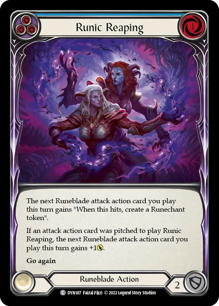 (DYN187) Flesh & Blood TCG Dynasty Single: Runic Reaping (Blue) (Rainbow Foil) Common
