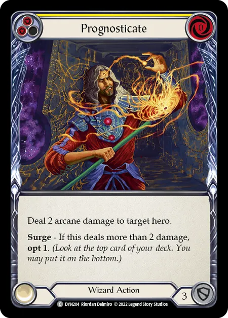 (DYN204) Flesh & Blood TCG Dynasty Single: Prognosticate (Yellow) (Rainbow Foil) Common