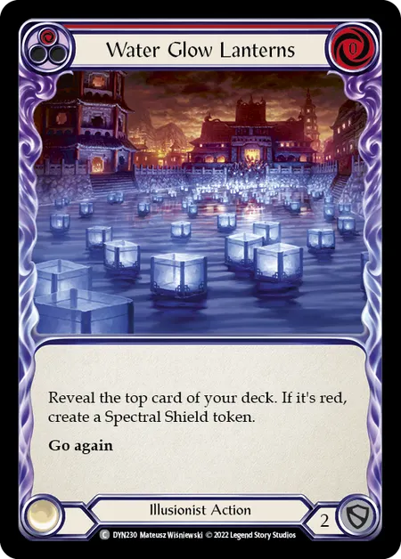 (DYN230) Flesh & Blood TCG Dynasty Single: Water Glow Lanterns (Red) (Rainbow Foil) Common