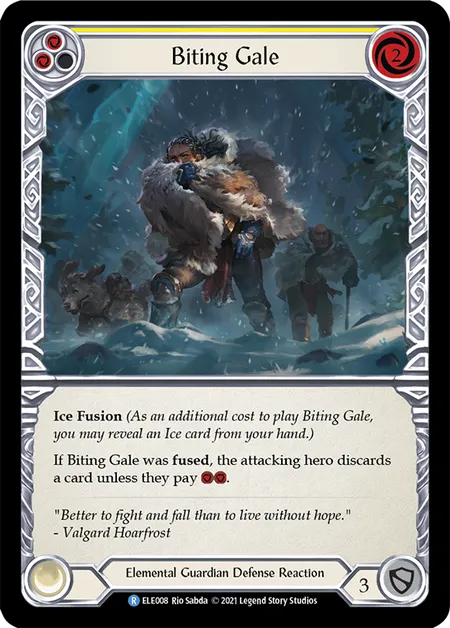 (ELE008) Flesh & Blood TCG Tales of Aria - First Single: Biting Gale (Yellow) (Rainbow Foil) Rare