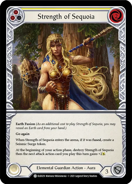 (ELE029) Flesh & Blood TCG Tales of Aria - First Single: Strength of Sequoia (Yellow) (Rainbow Foil) Common
