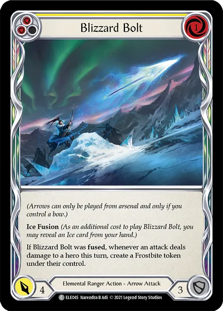 (ELE045) Flesh & Blood TCG Tales of Aria - First Single: Blizzard Bolt (Yellow) (Rainbow Foil) Common
