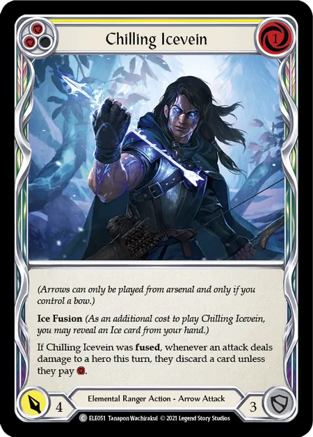 (ELE051) Flesh & Blood TCG Tales of Aria - First Single: Chilling Icevein (Yellow) (Rainbow Foil) Common