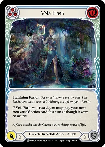 (ELE078) Flesh & Blood TCG Tales of Aria - First Single: Vela Flash (Blue) (Rainbow Foil) Common