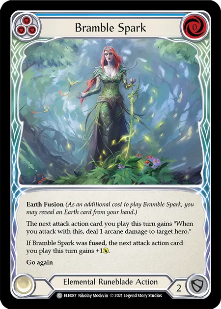 (ELE087) Flesh & Blood TCG Tales of Aria - First Single: Bramble Spark (Blue) (Rainbow Foil) Common