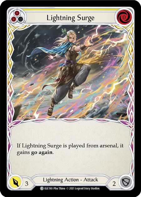 (ELE190) Flesh & Blood TCG Tales of Aria - First Single: Lightning Surge (Yellow) (Rainbow Foil) Common