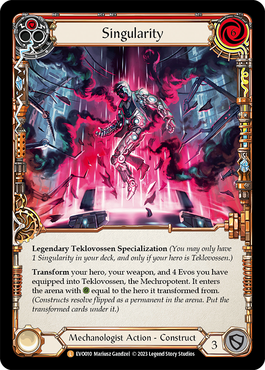 (EVO010) Flesh & Blood TCG Bright Lights Single: Singularity // Teklovossen, the Mechropotent (Regular) Legendary