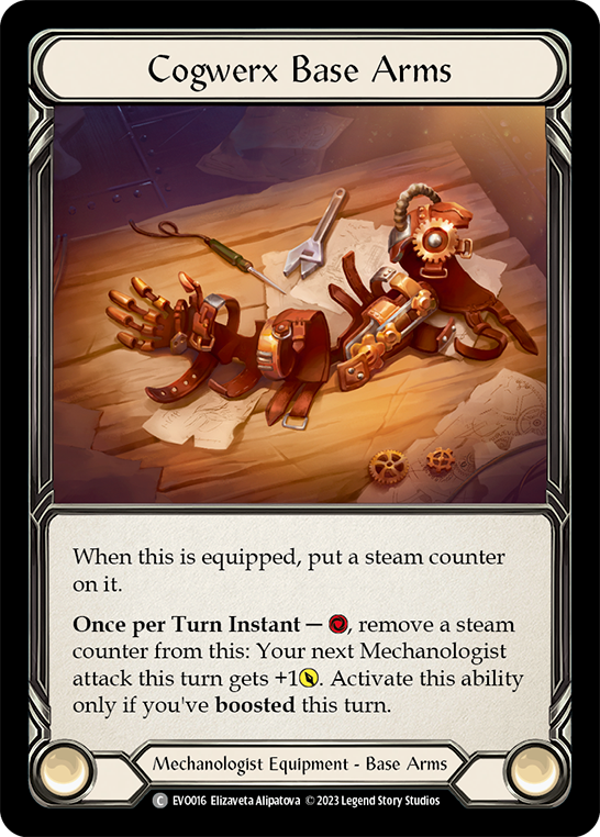 (EVO016) Flesh & Blood TCG Bright Lights Single: Cogwerx Base Arms (Cold Foil) Common
