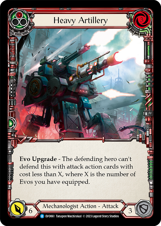 (EVO061) Flesh & Blood TCG Bright Lights Single: Heavy Artillery (Red) (Rainbow Foil) Rare