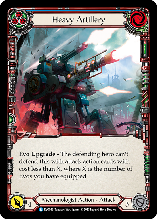 (EVO063) Flesh & Blood TCG Bright Lights Single: Heavy Artillery (Blue) (Rainbow Foil) Rare