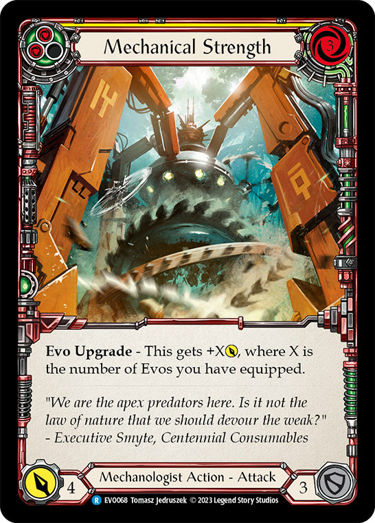 (EVO068) Flesh & Blood TCG Bright Lights Single: Mechanical Strength (Yellow) (Rainbow Foil) Rare
