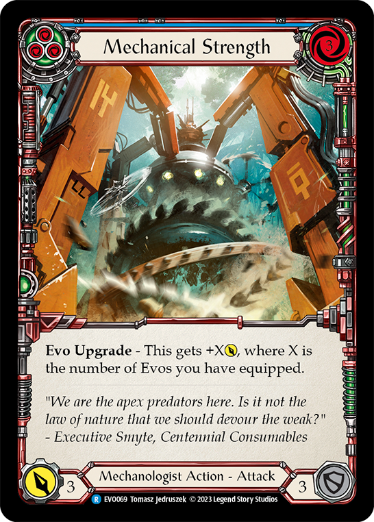 (EVO069) Flesh & Blood TCG Bright Lights Single: Mechanical Strength (Blue) (Rainbow Foil) Rare
