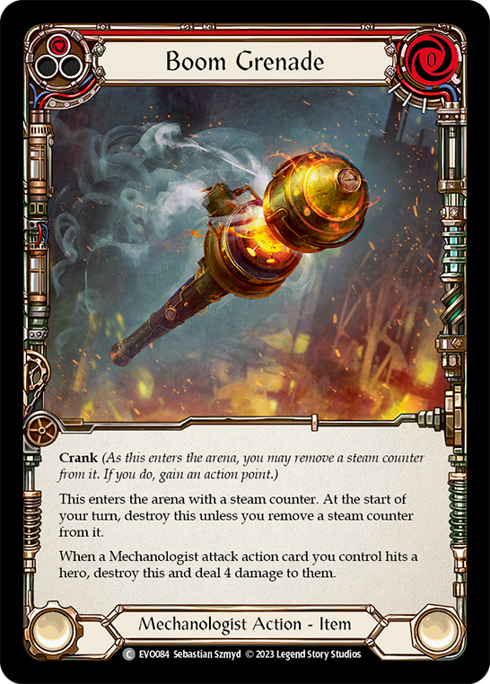 (EVO084) Flesh & Blood TCG Bright Lights Single: Boom Grenade (Red) (Rainbow Foil) Common