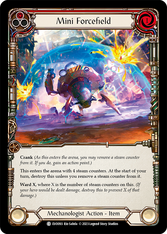 (EVO093) Flesh & Blood TCG Bright Lights Single: Mini Forcefield (Red) (Rainbow Foil) Common