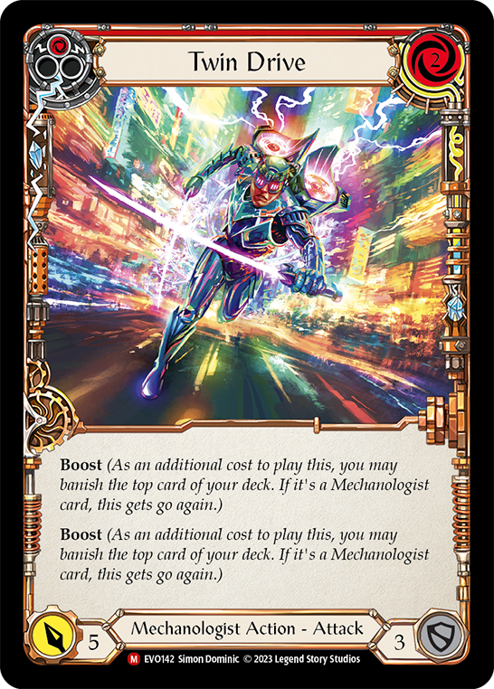 (EVO142) Flesh & Blood TCG Bright Lights Single: Twin Drive (Rainbow Foil) Majestic