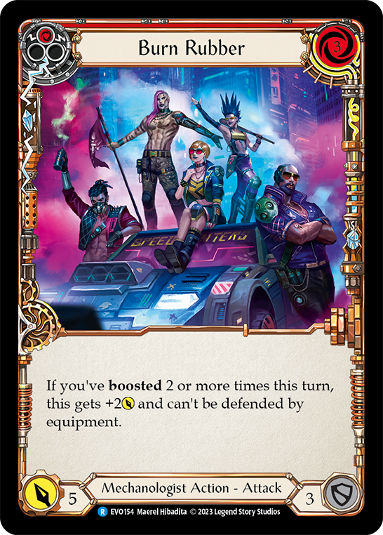 (EVO154) Flesh & Blood TCG Bright Lights Single: Burn Rubber (Rainbow Foil) Rare