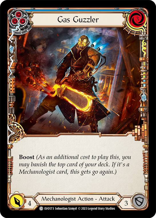 (EVO173) Flesh & Blood TCG Bright Lights Single: Gas Guzzler (Blue) (Rainbow Foil) Common