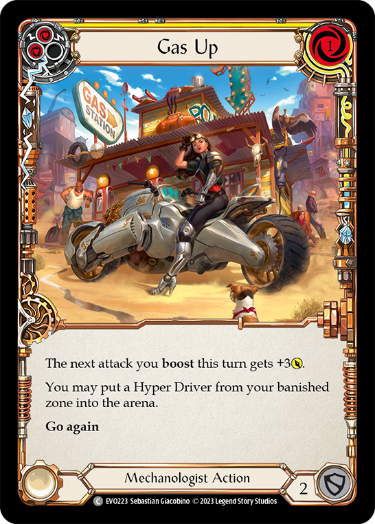 (EVO223) Flesh & Blood TCG Bright Lights Single: Gas Up (Yellow) (Rainbow Foil) Common