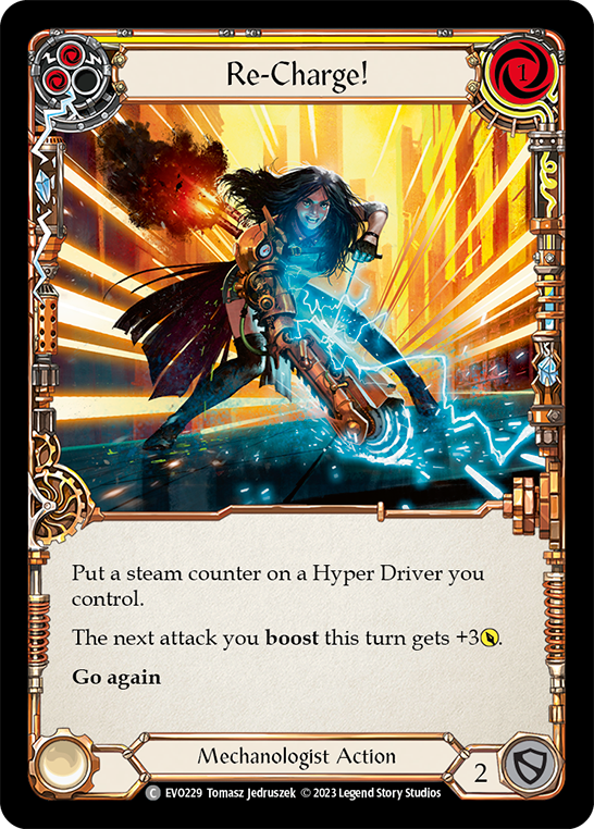 (EVO229) Flesh & Blood TCG Bright Lights Single: Re-Charge! (Yellow) (Rainbow Foil) Common