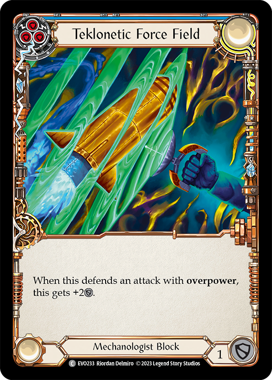 (EVO233) Flesh & Blood TCG Bright Lights Single: Teklonetic Force Field (Blue) (Rainbow Foil) Common