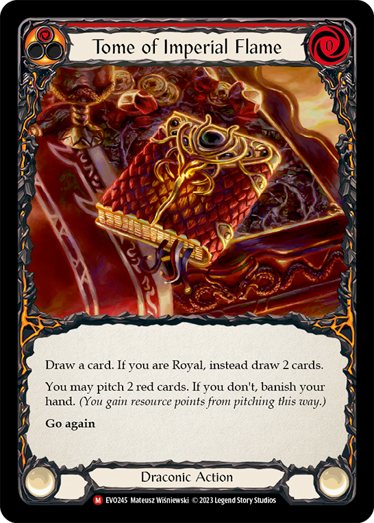 (EVO245) Flesh & Blood TCG Bright Lights Single: Tome of Imperial Flame (Rainbow Foil) Majestic